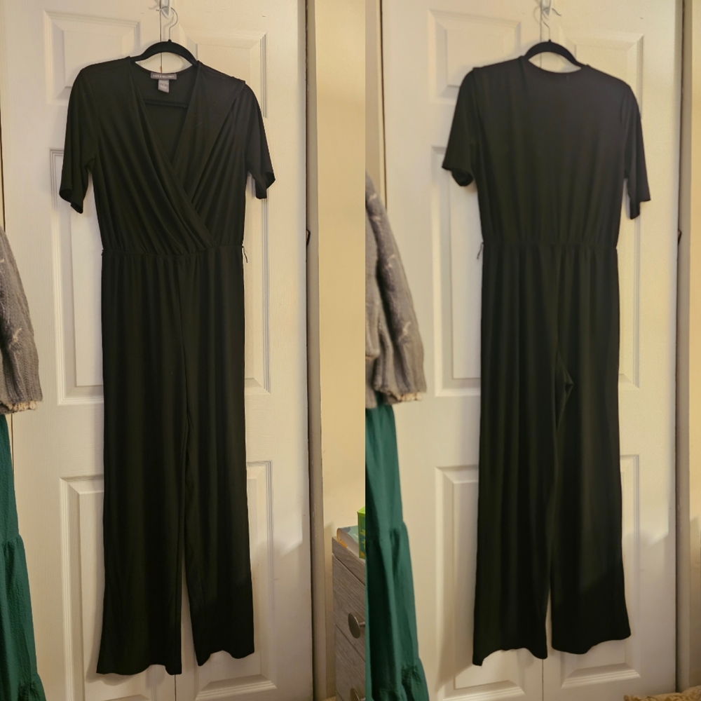 Kate & Mallort Black Short Sleeve Jumpsuit, Sz Large